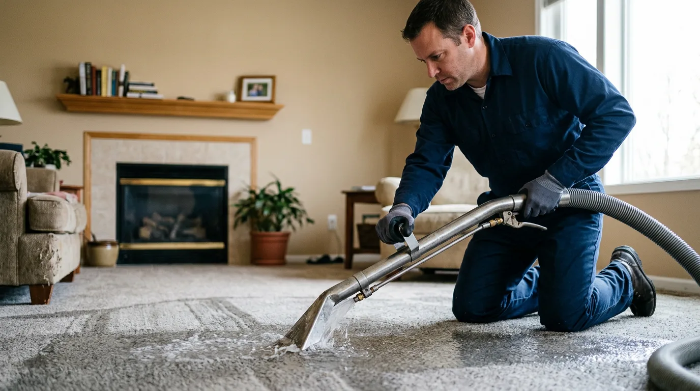 Water damage restoration technician working near Queen Anne, MD